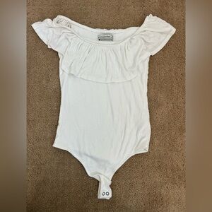Abercrombie & Fitch Cream Ruffled Bodysuit